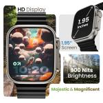 TWS Crown Smart Watch 1.95'' Screen, BT Calling, Working Crown, Zinc Alloy Frame, 900 Nits Brightness, AI Voice Assistant, SpO2 Monitoring, 120+ Sports Mode (Pure Black)